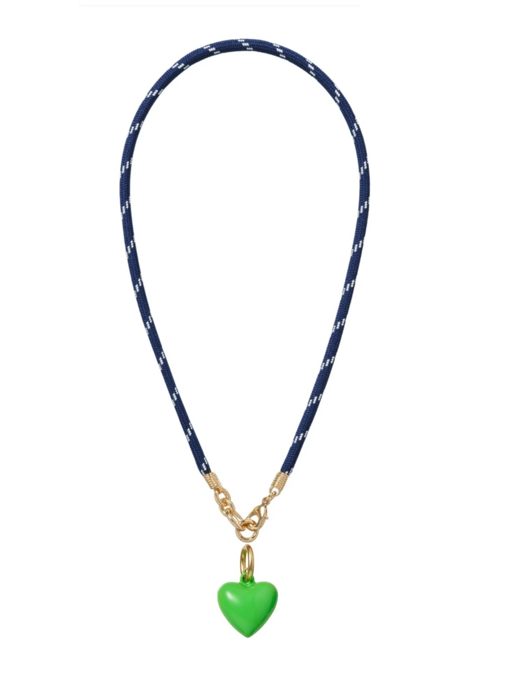 NWOT Roxanne Assoulin The Happy Cord
Charm Necklace Navy Cord Green Apple Heart